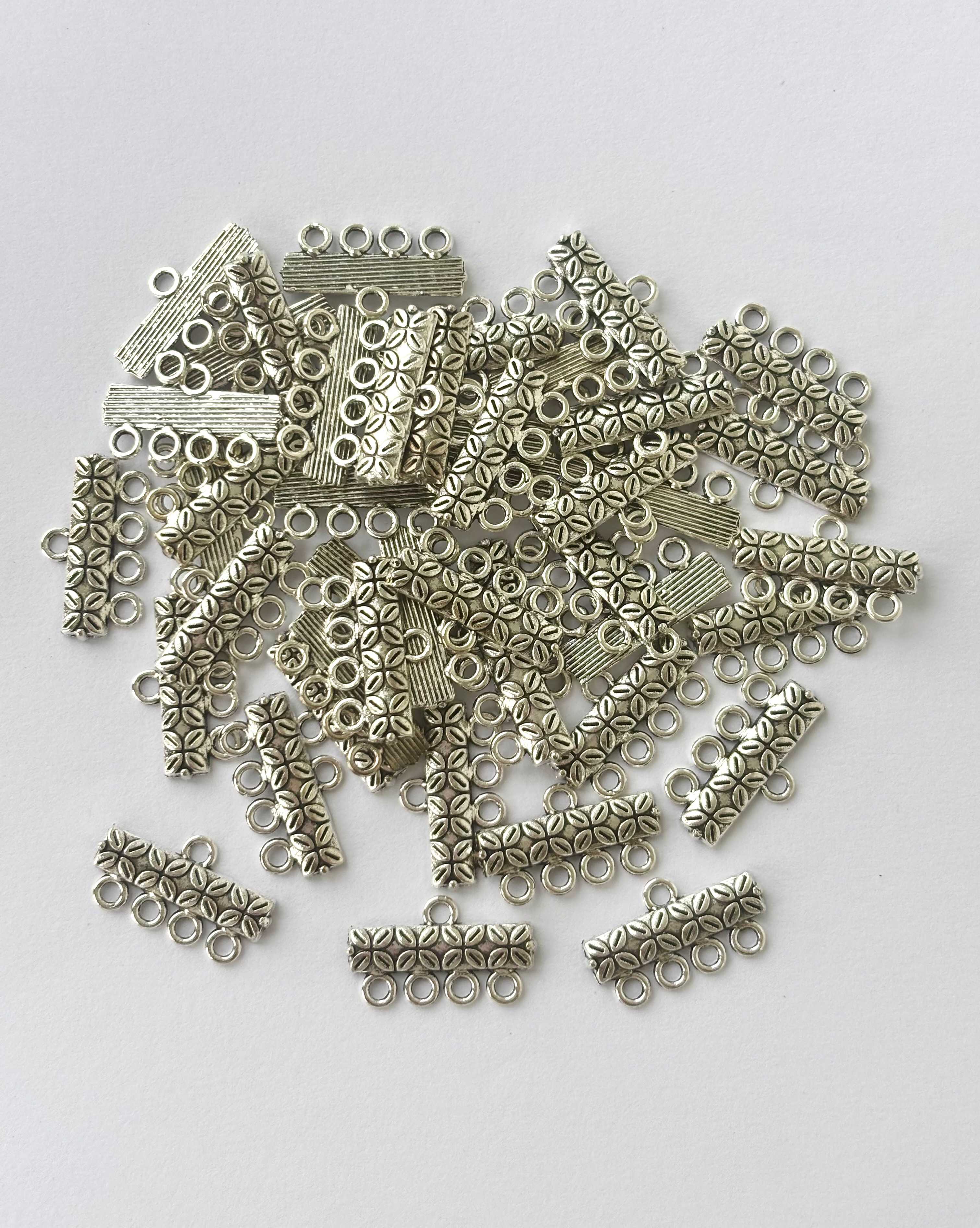 Silver Finished Textured Four Hole Spacer Connectors