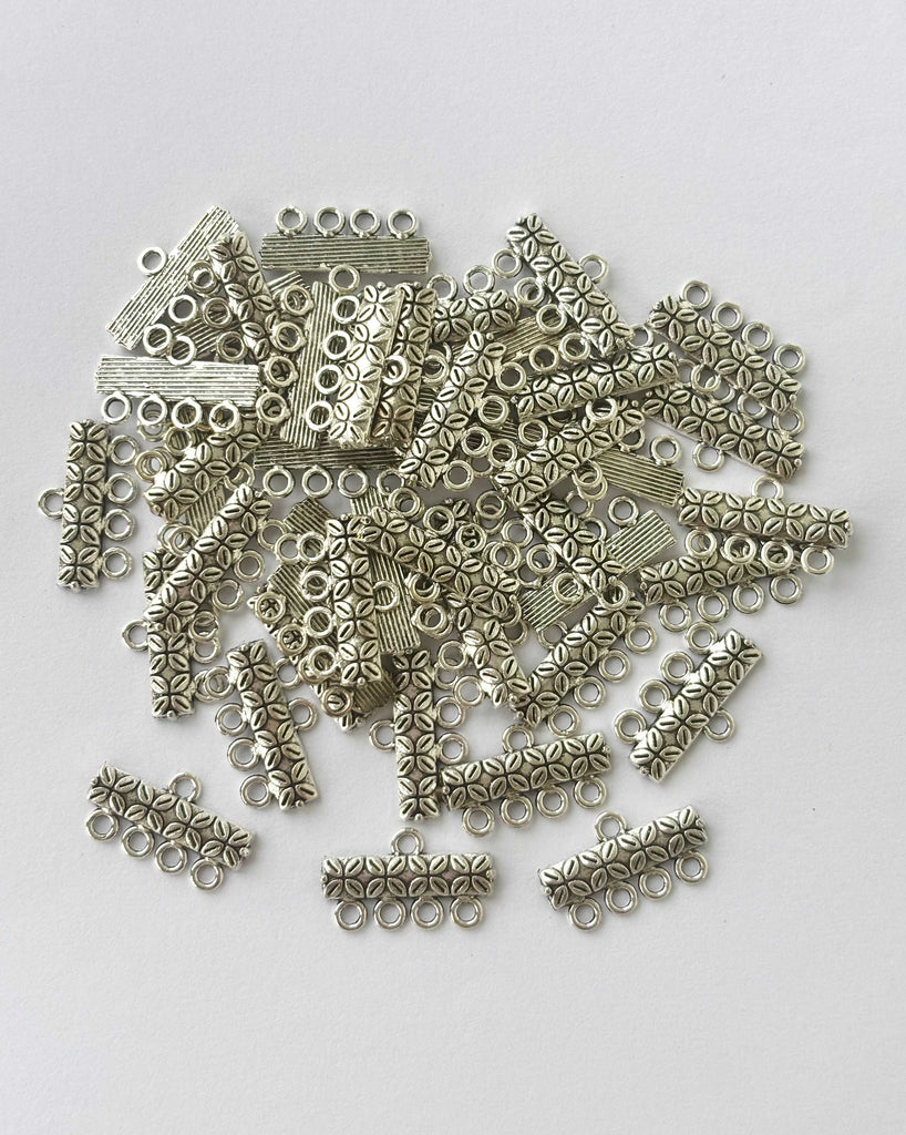 Silver Finished Textured Four Hole Spacer Connectors