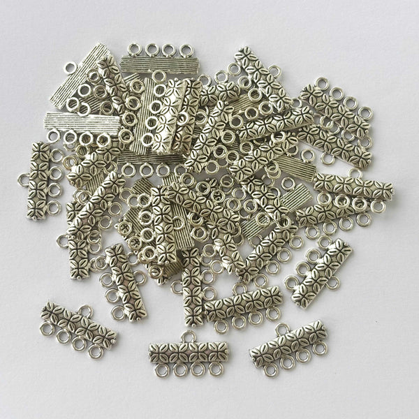Silver Finished Textured Four Hole Spacer Connectors
