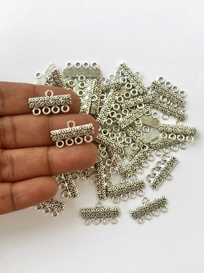 Silver Finished Textured Four Hole Spacer Connectors