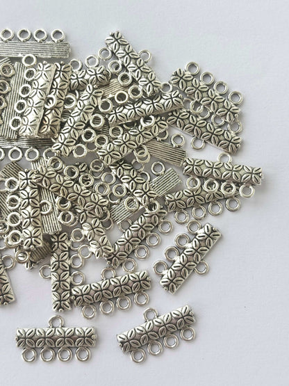 Silver Finished Textured Four Hole Spacer Connectors