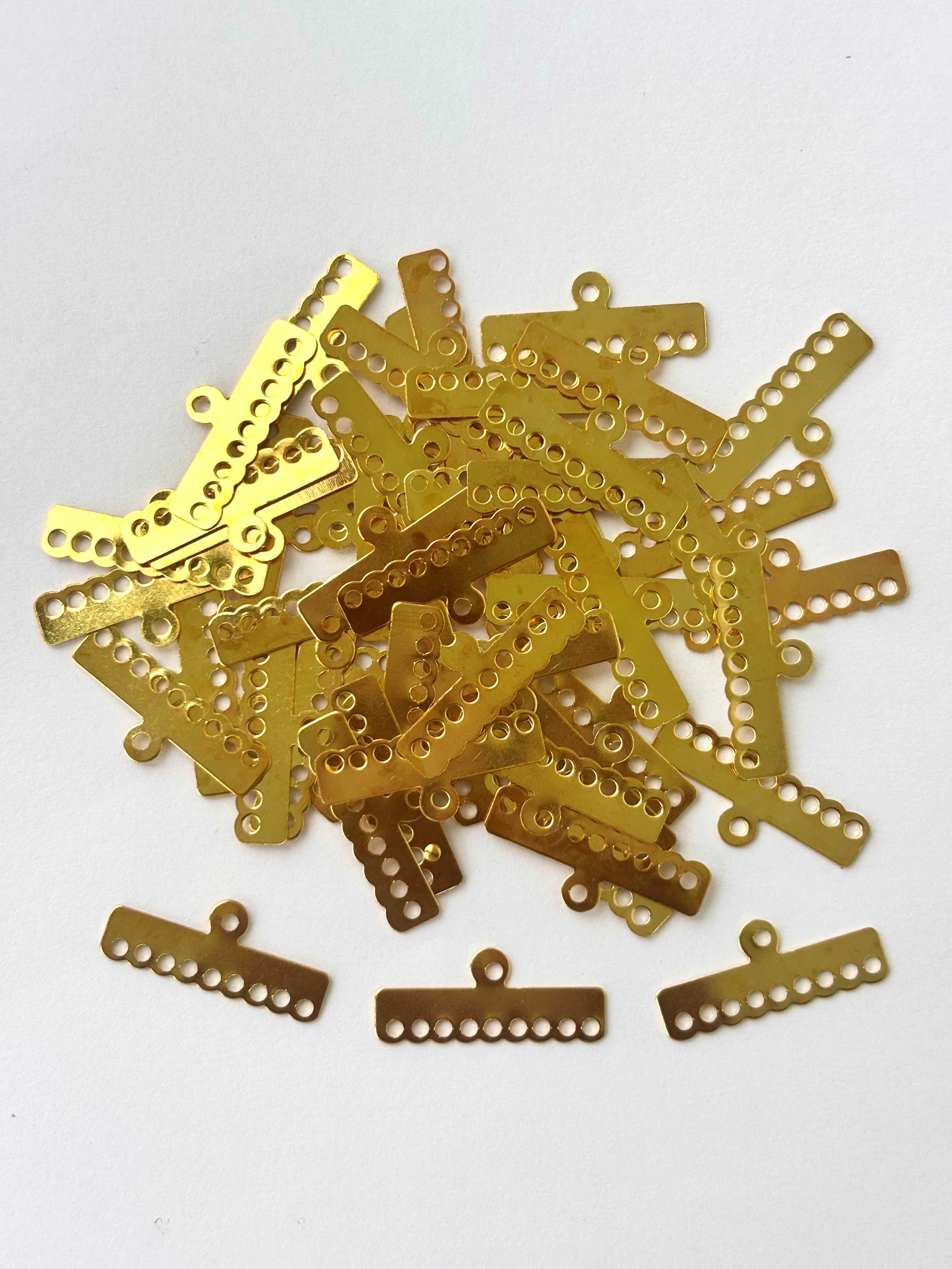 Gold Finished Textured Nine Hole Spacer Connectors