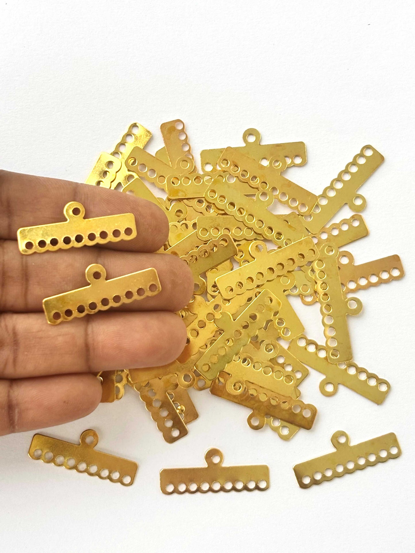 Gold Finished Textured Nine Hole Spacer Connectors