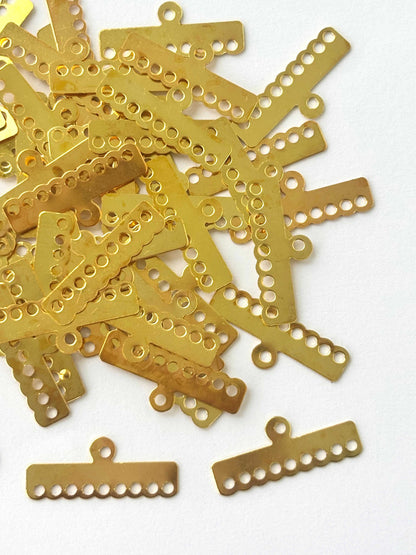 Gold Finished Textured Nine Hole Spacer Connectors