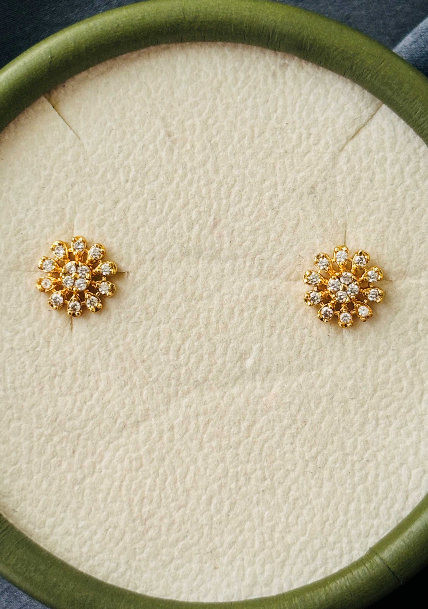Small Gold Floral CZ Stud Earrings