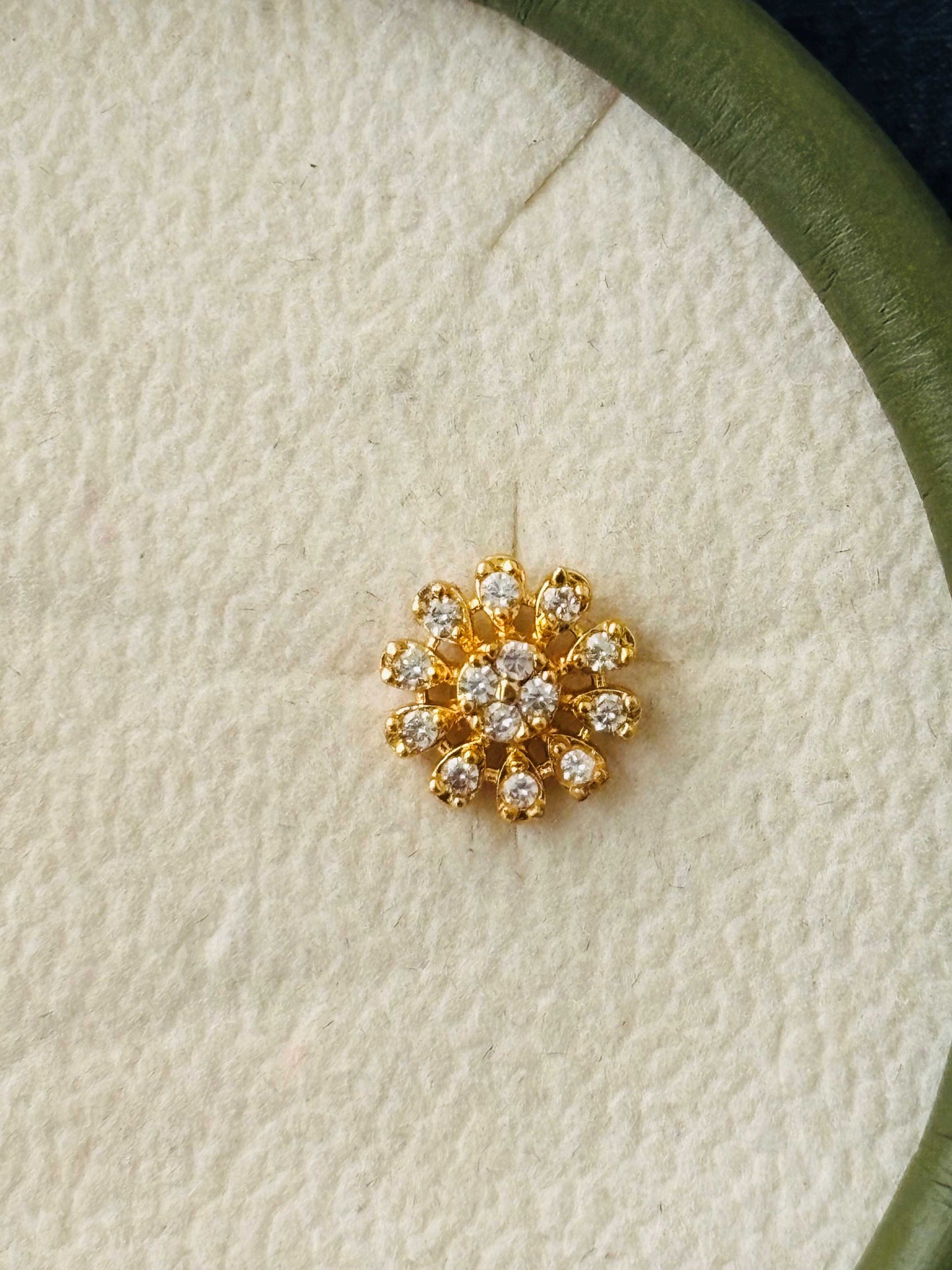 Small Gold Floral CZ Stud Earrings