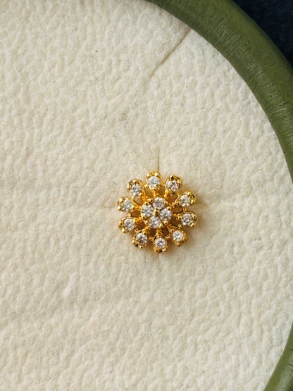 Small Gold Floral CZ Stud Earrings