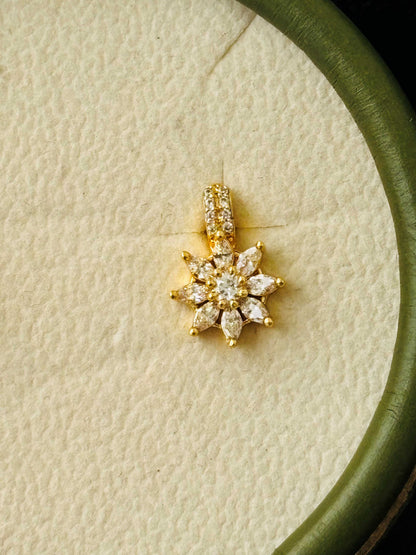 Gold Floral Drop Stud Earrings