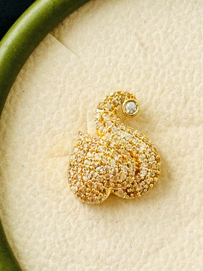 Gold Swan CZ Stud Earrings