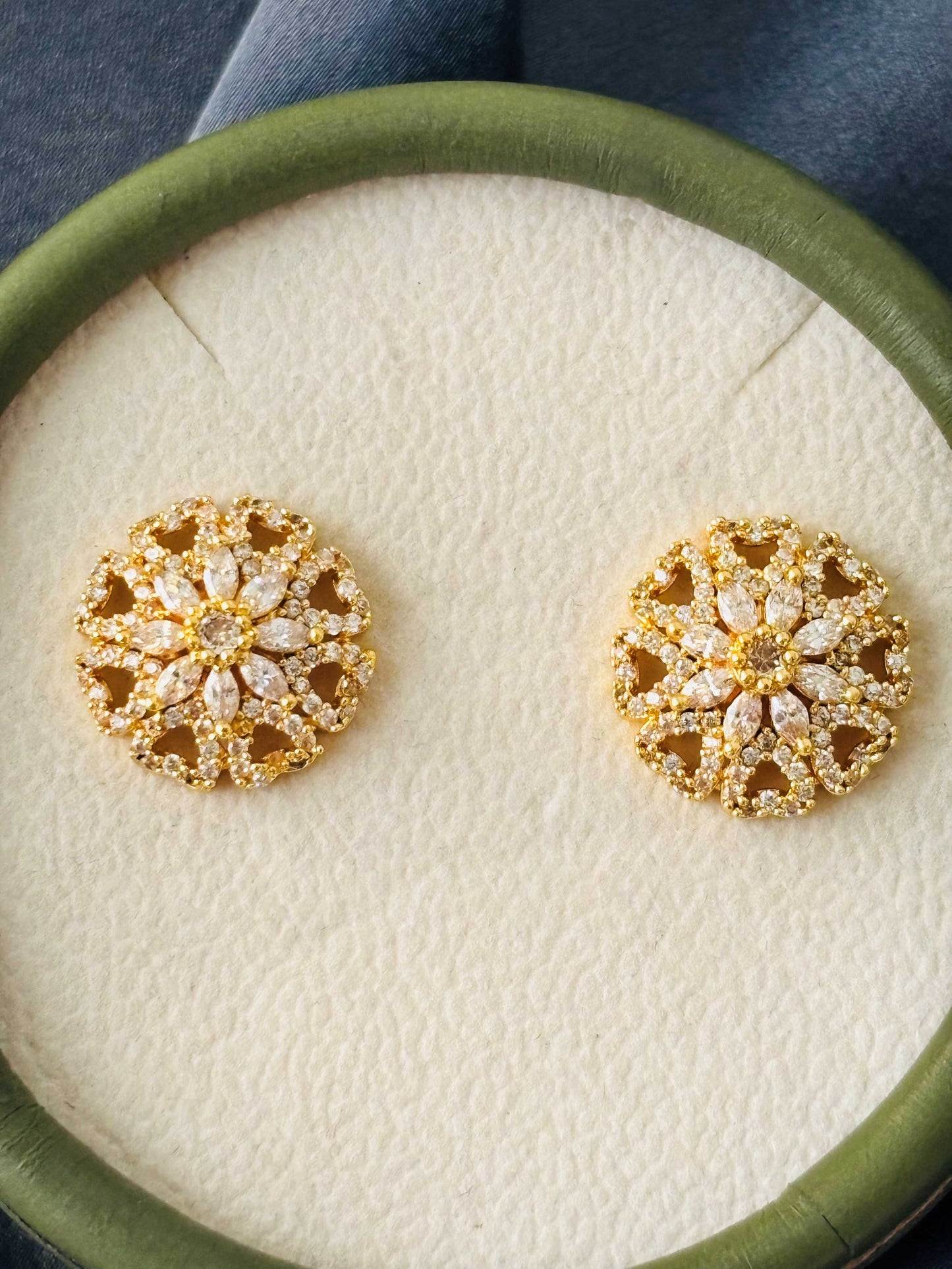 Gold Floral Mandala Stud Earrings