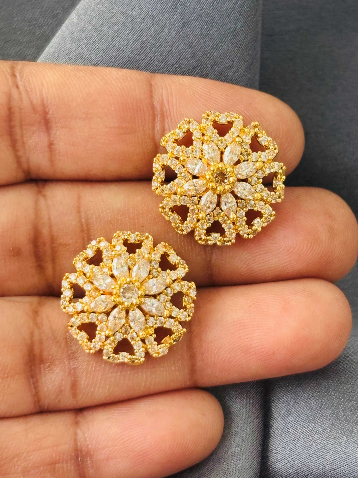 Gold Floral Mandala Stud Earrings
