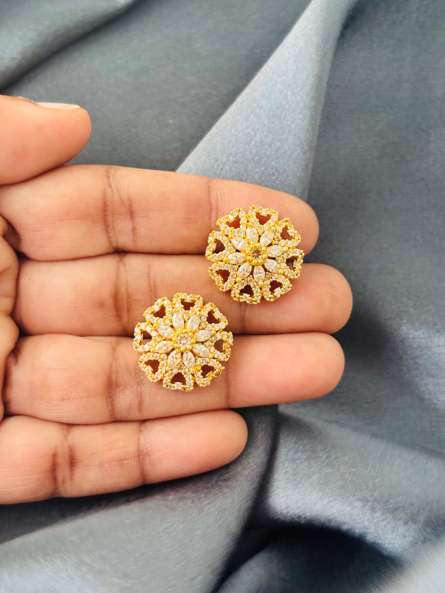 Gold Floral Mandala Stud Earrings