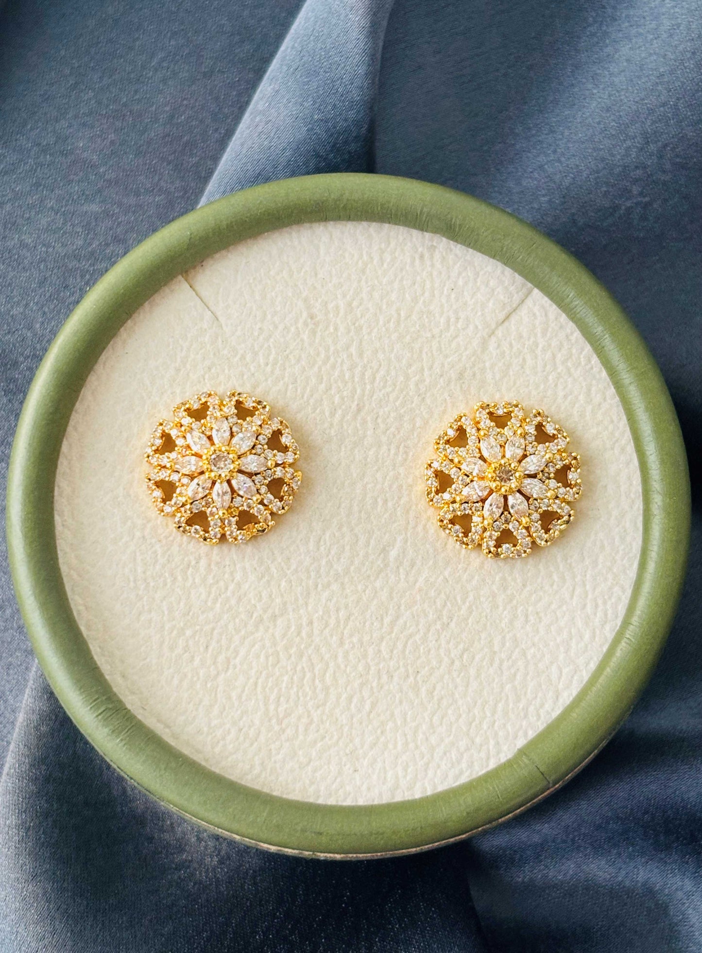 Gold Floral Mandala Stud Earrings