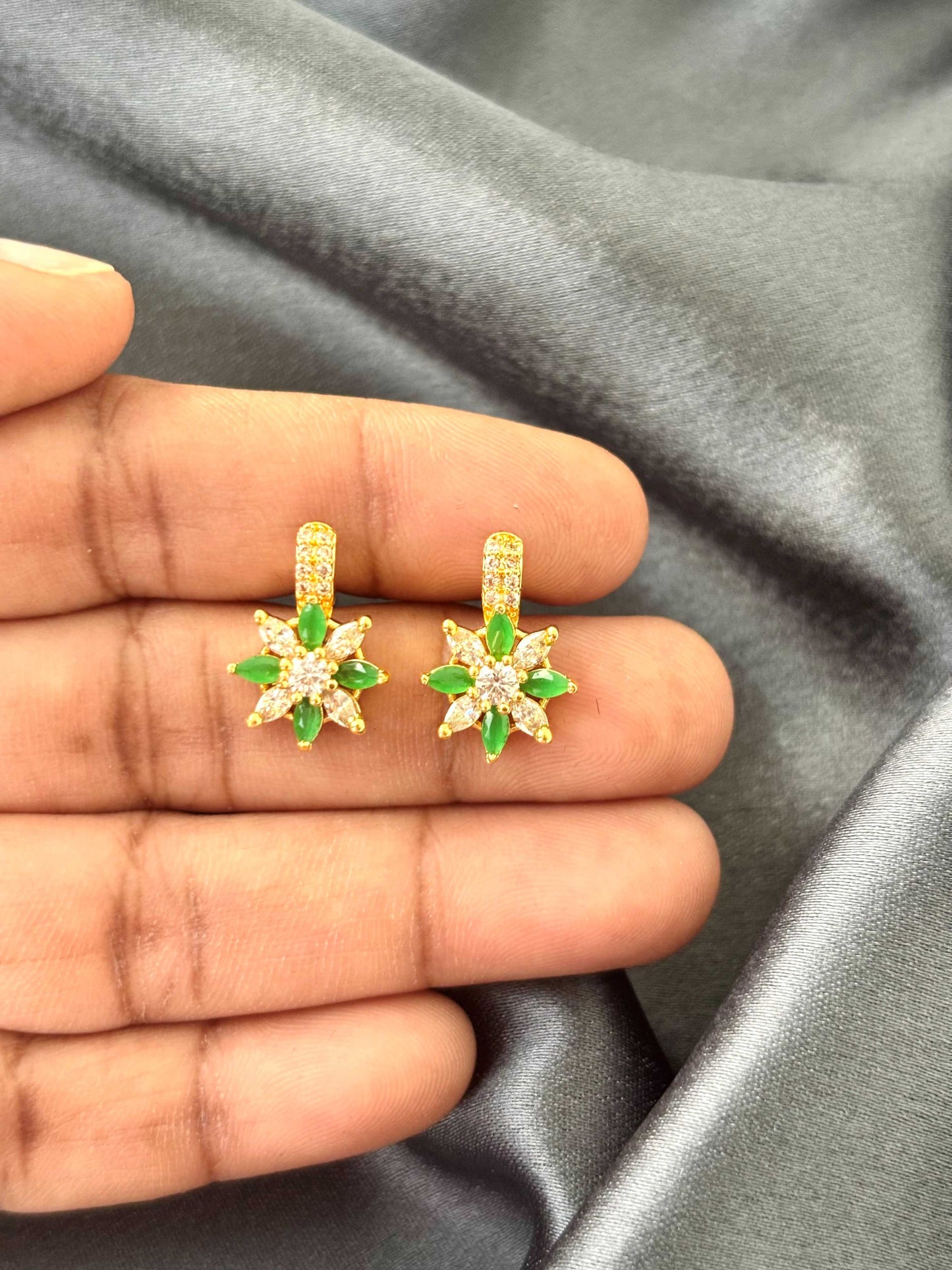 Gold Floral Two Tone Stud Earrings