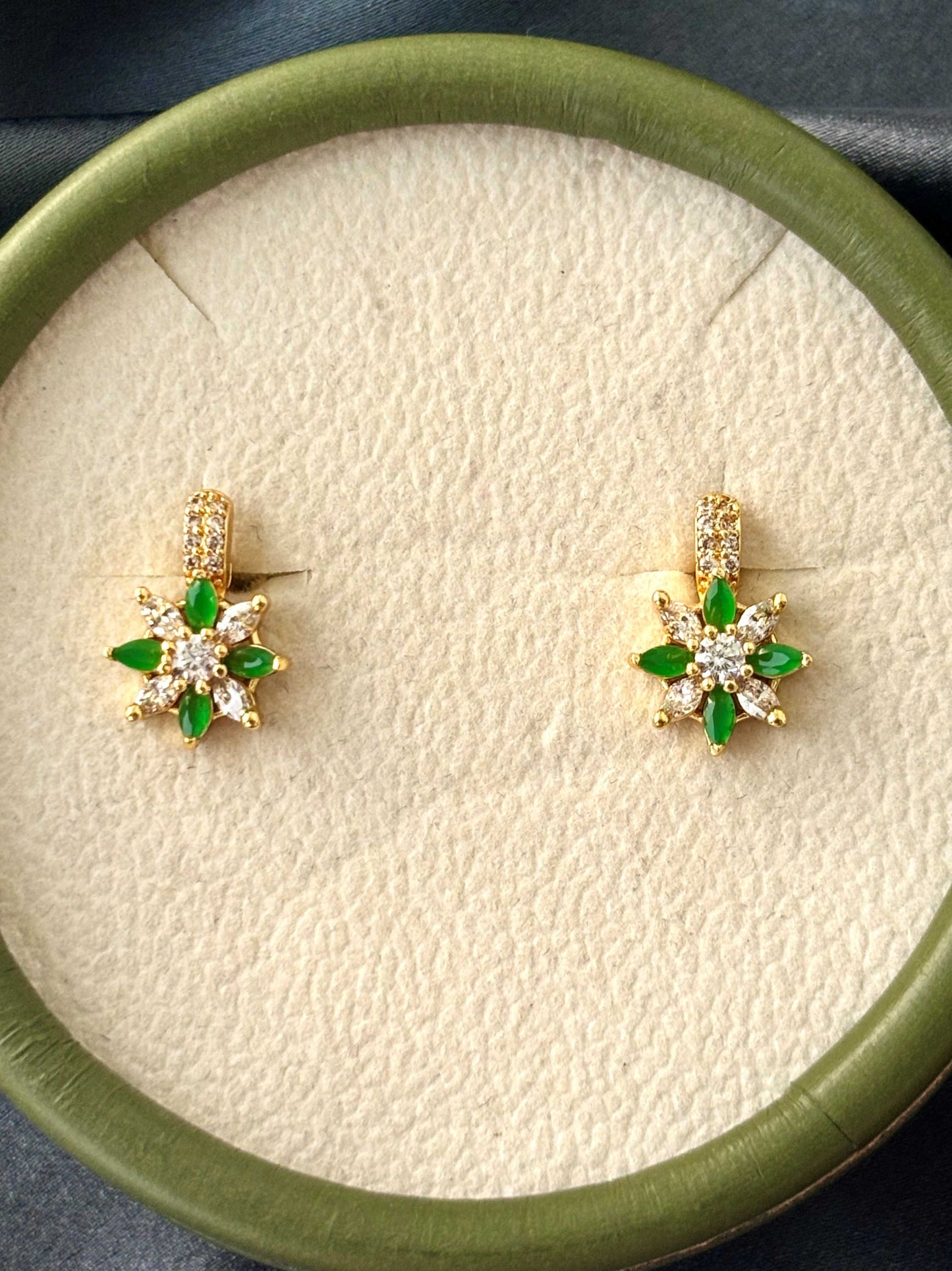 Gold Floral Two Tone Stud Earrings