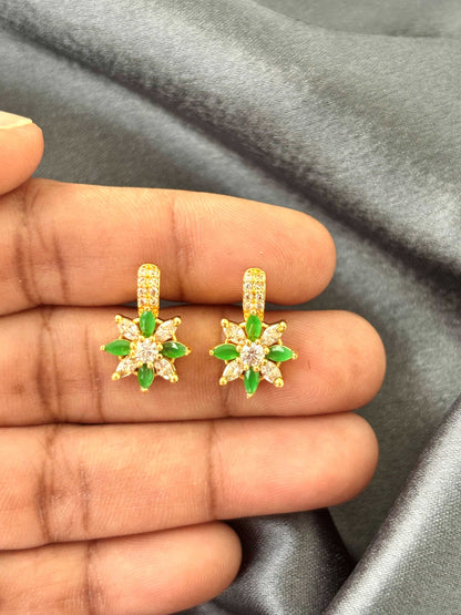 Gold Floral Two Tone Stud Earrings