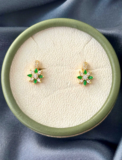 Gold Floral Two Tone Stud Earrings