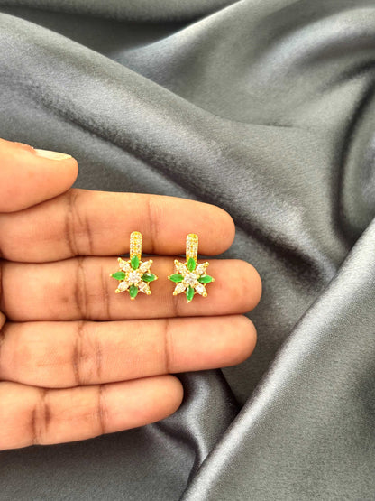 Gold Floral Two Tone Stud Earrings