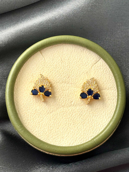 Grape Leaf Sapphire Blue AD/CZ Studs