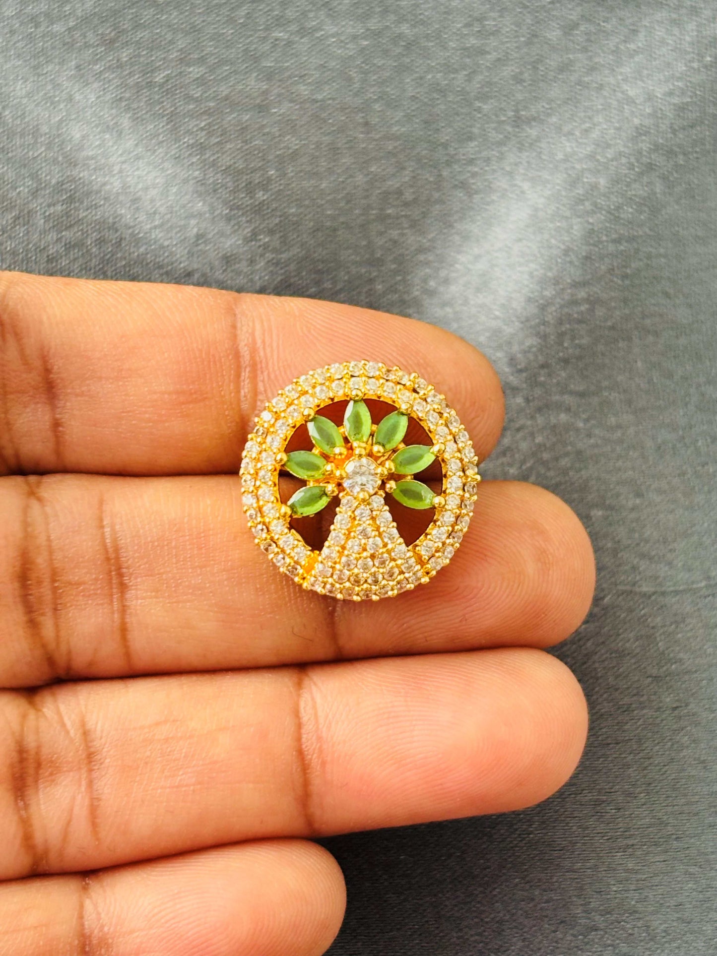 Round Peridot Green Tree-Inspired AD/CZ Studs