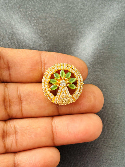 Round Peridot Green Tree-Inspired AD/CZ Studs