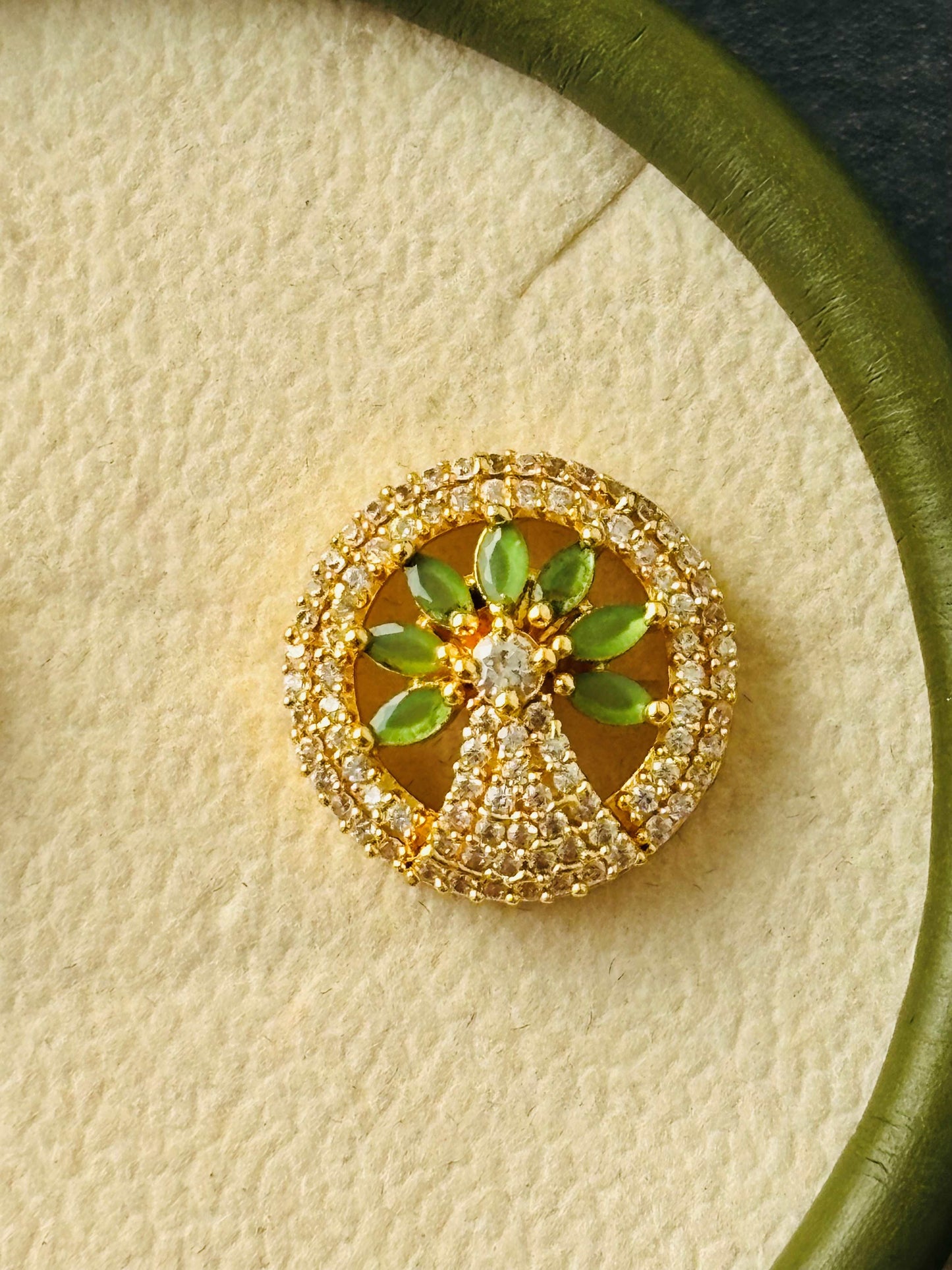 Round Peridot Green Tree-Inspired AD/CZ Studs