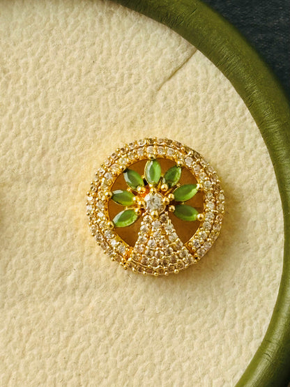 Round Peridot Green Tree-Inspired AD/CZ Studs