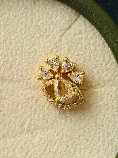 White AD/CZ Pear-Drop Studs