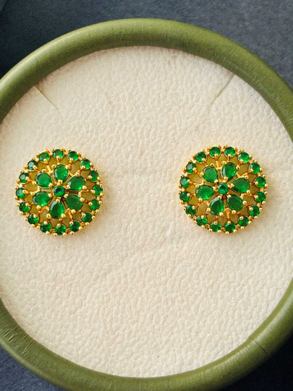 Emerald Green AD/CZ Round Studs