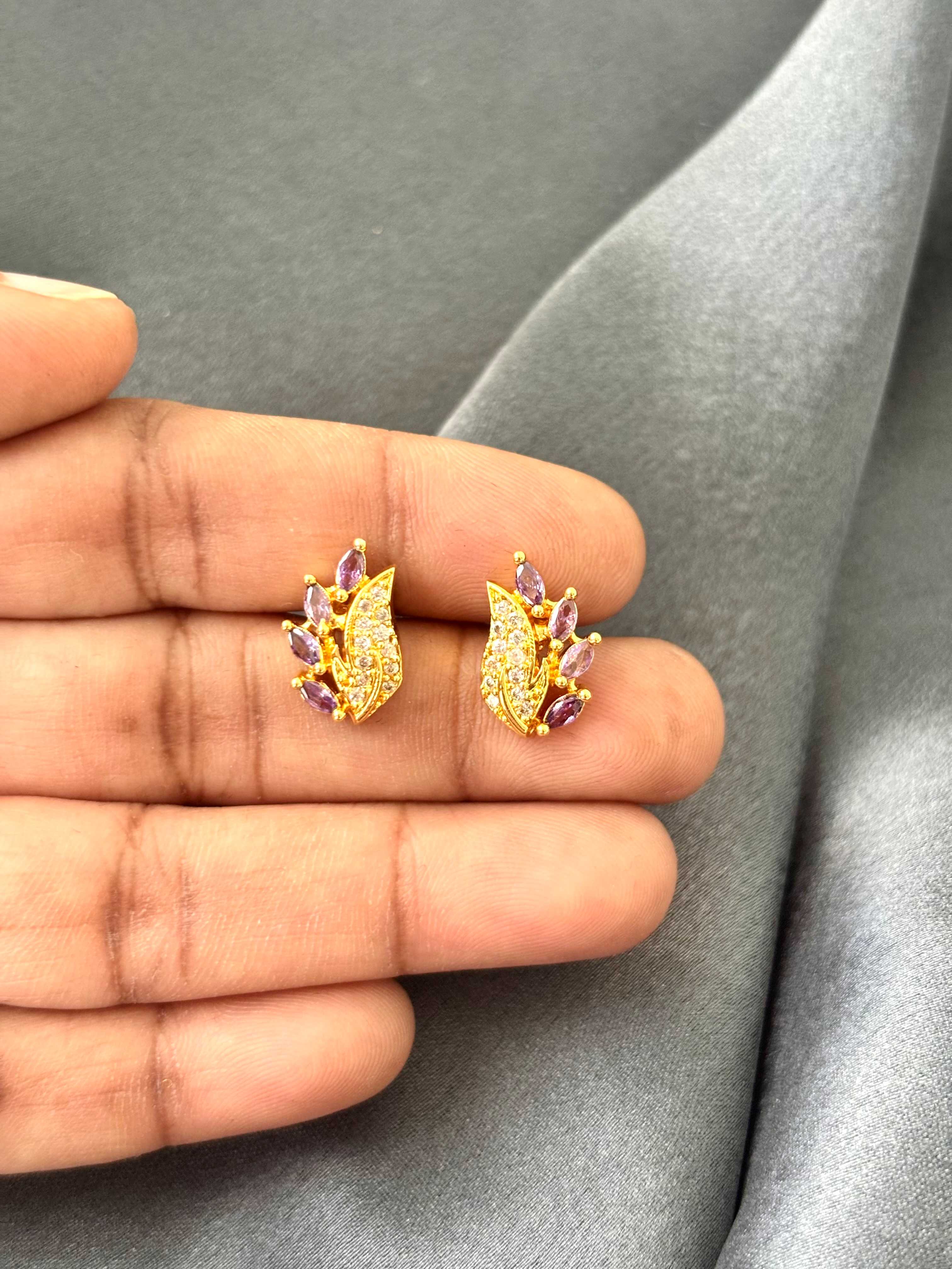 Gold-Plated Purple Amethyst CZ Studs