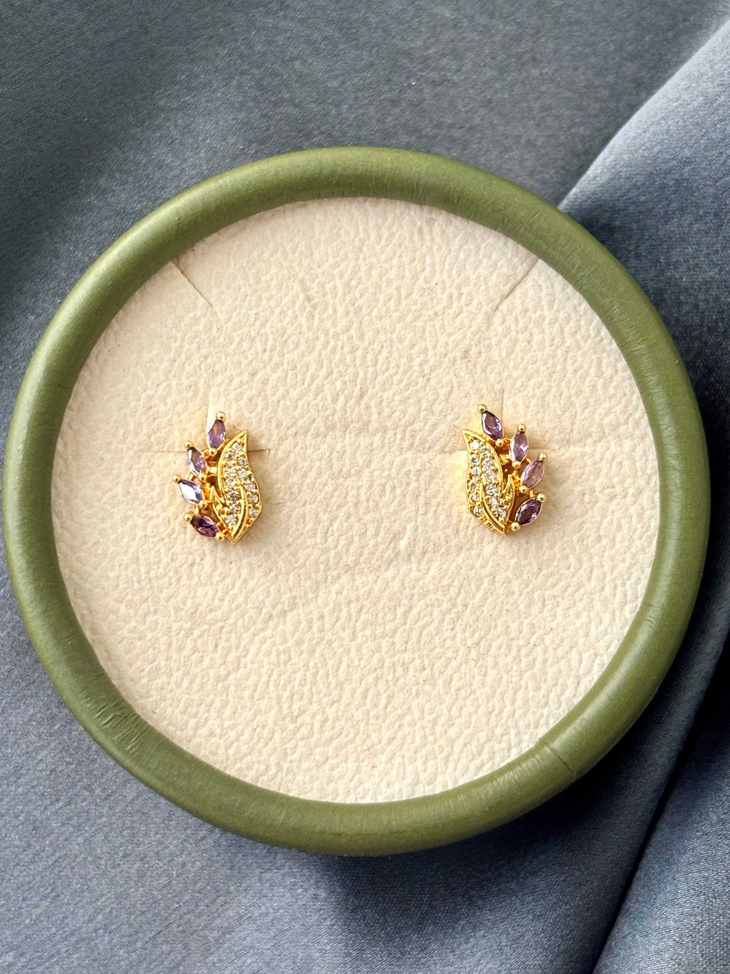 Gold-Plated Purple Amethyst CZ Studs