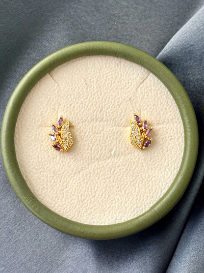 Gold-Plated Purple Amethyst CZ Studs