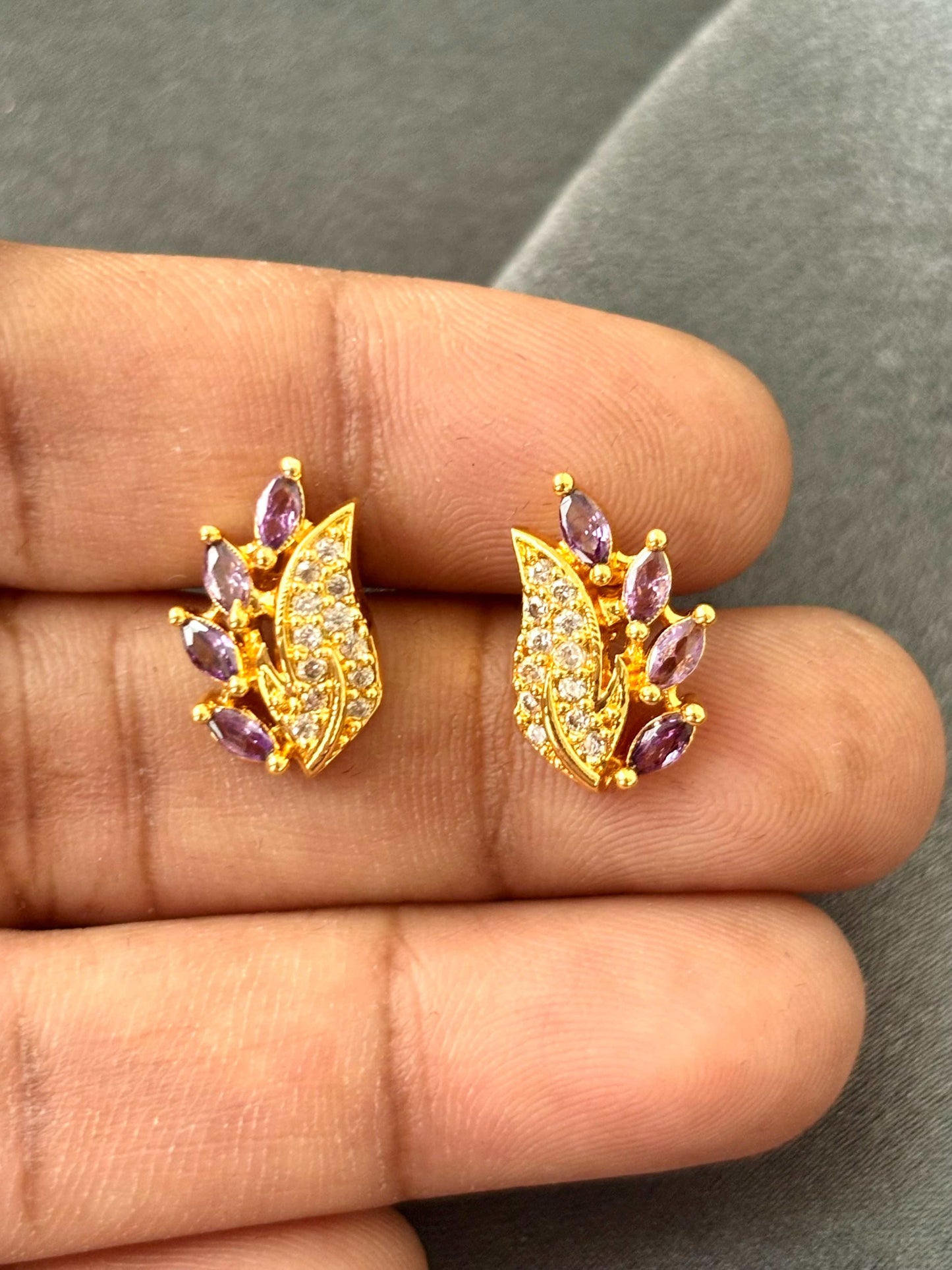 Gold-Plated Purple Amethyst CZ Studs