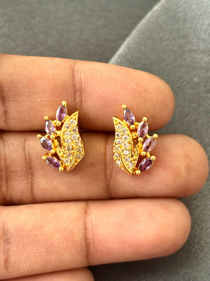 Gold-Plated Purple Amethyst CZ Studs