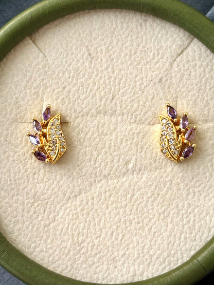 Gold-Plated Purple Amethyst CZ Studs