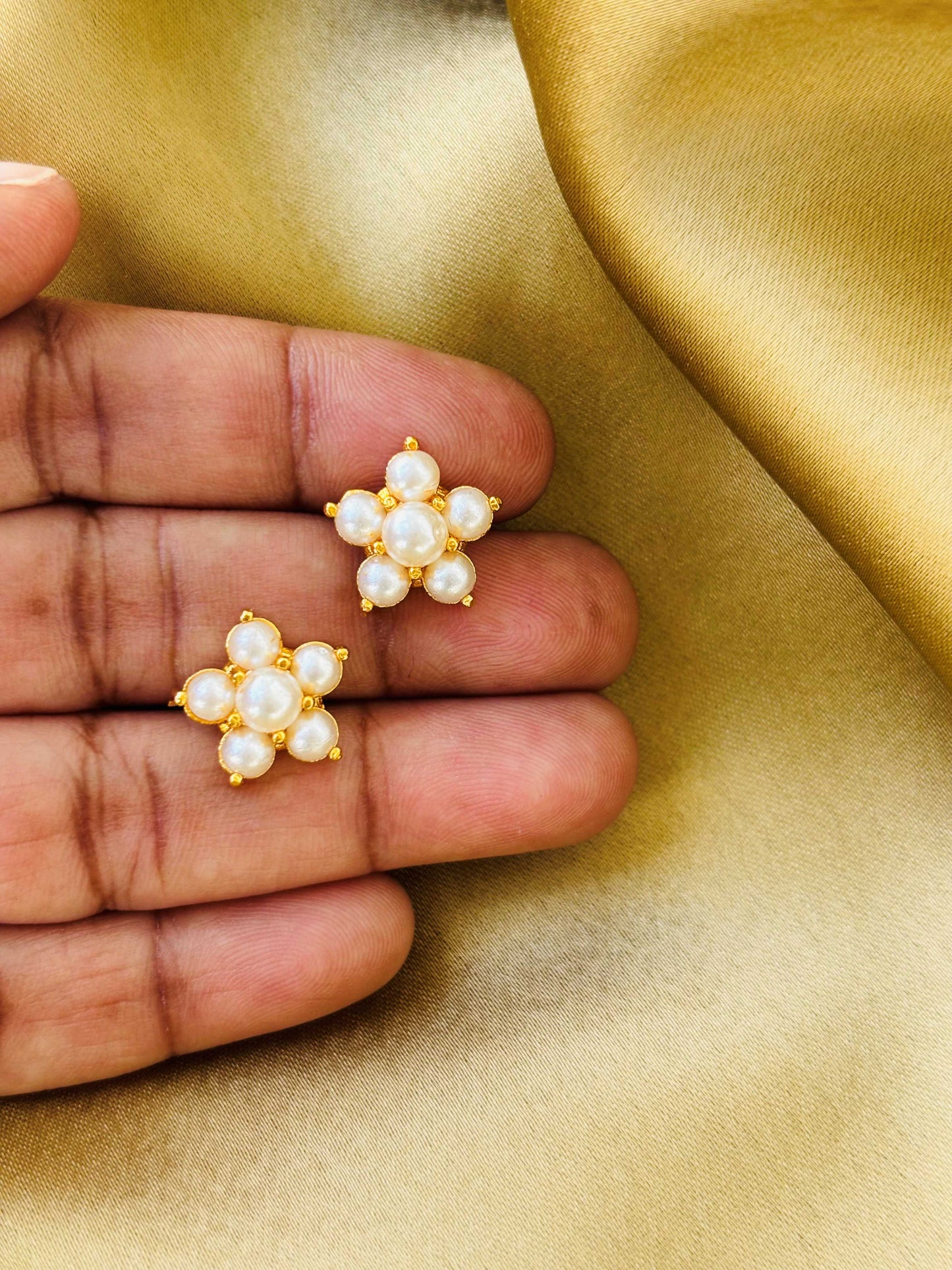 Pearl Floral Gold Plated Studs