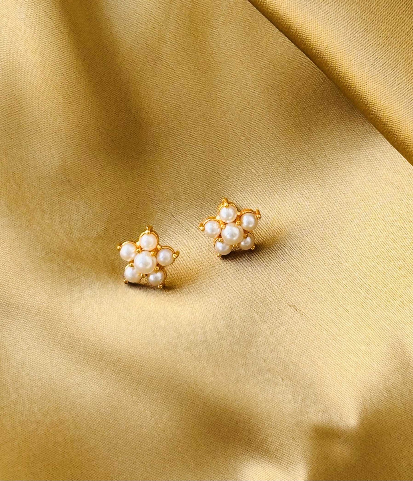 Pearl Floral Gold Plated Studs