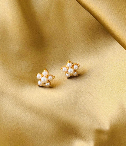 Pearl Floral Gold Plated Studs