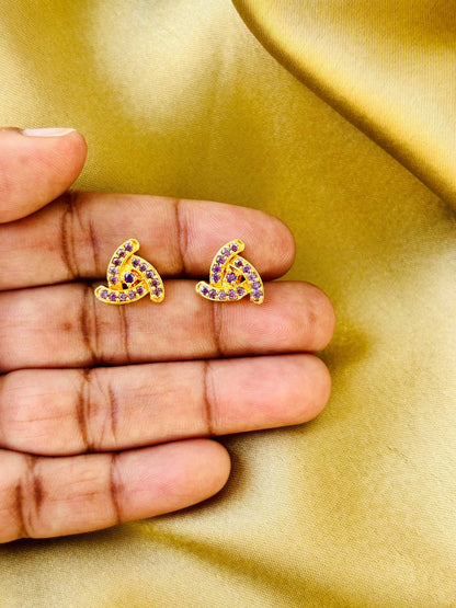 Lavender Geometric Gold Plated Studs