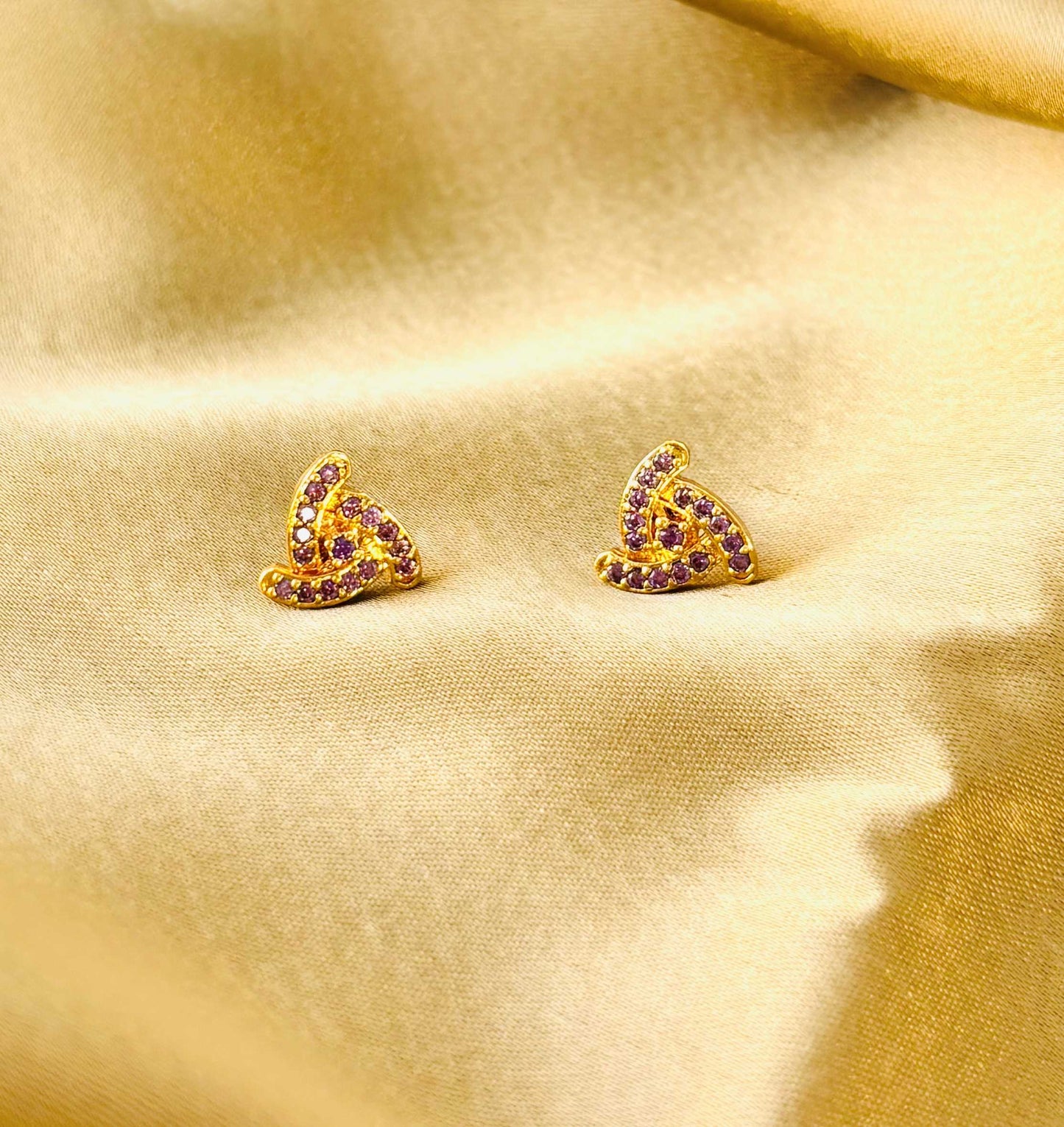Lavender Geometric Gold Plated Studs