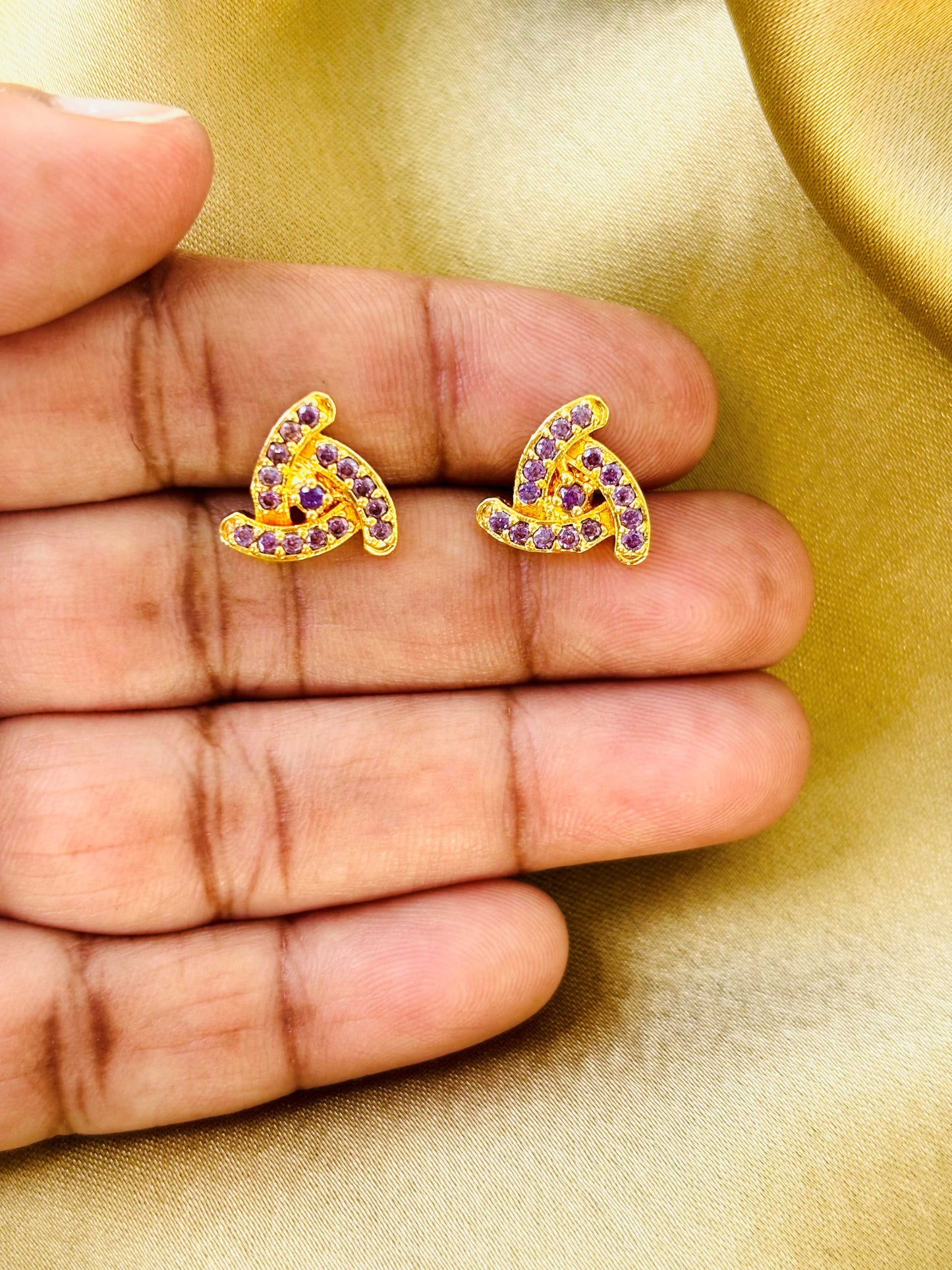 Lavender Geometric Gold Plated Studs
