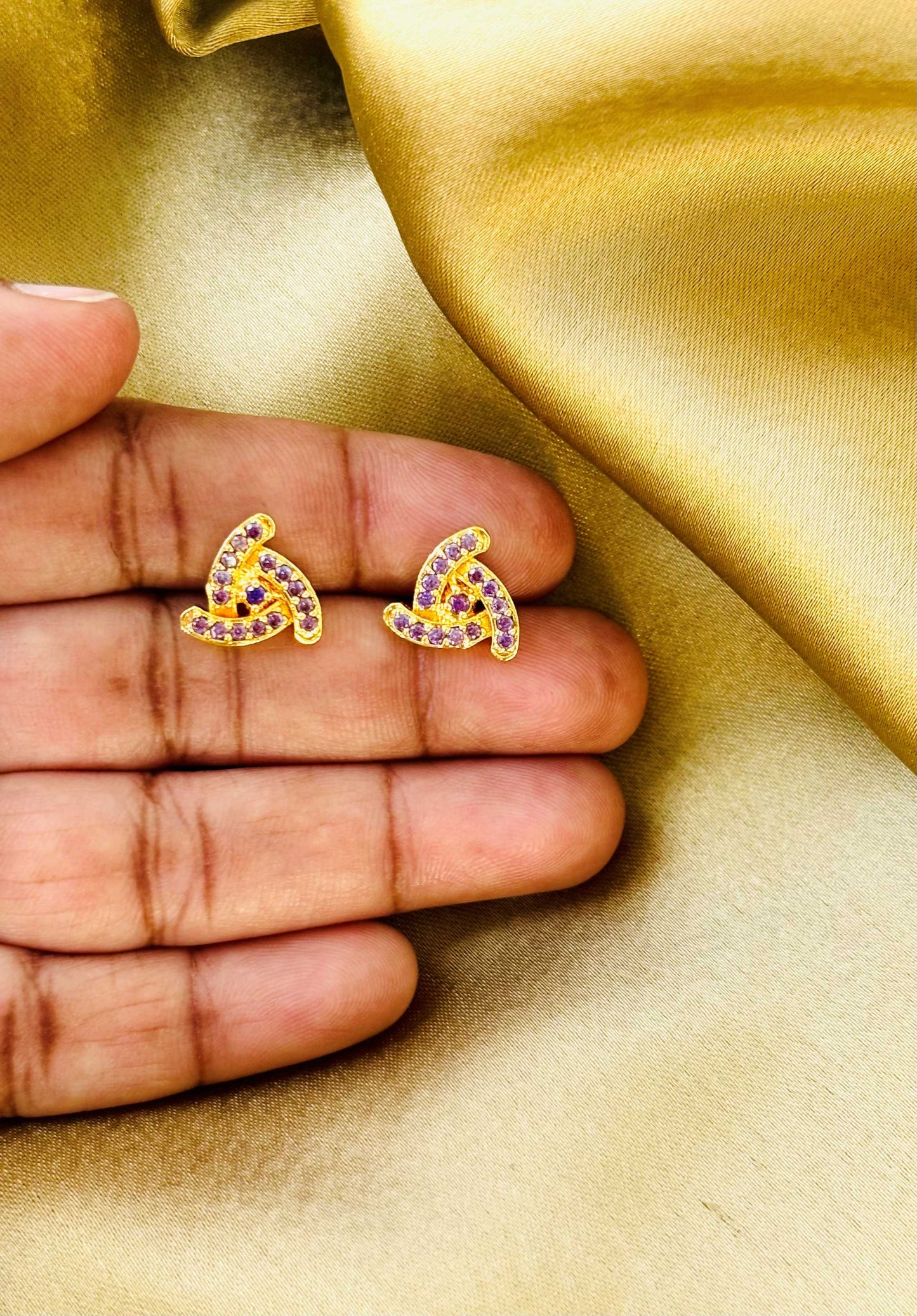 Lavender Geometric Gold Plated Studs