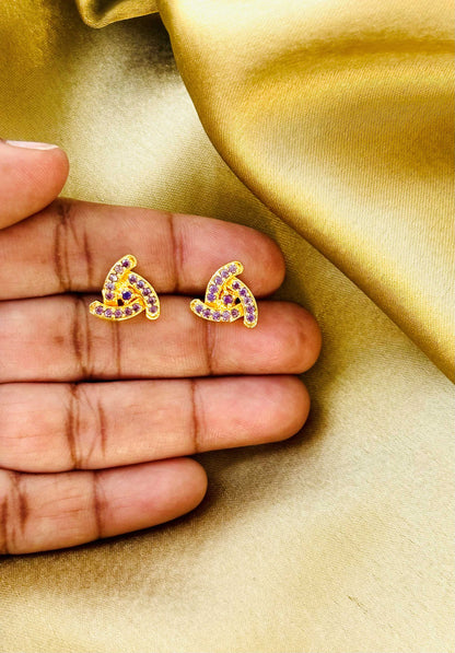 Lavender Geometric Gold Plated Studs