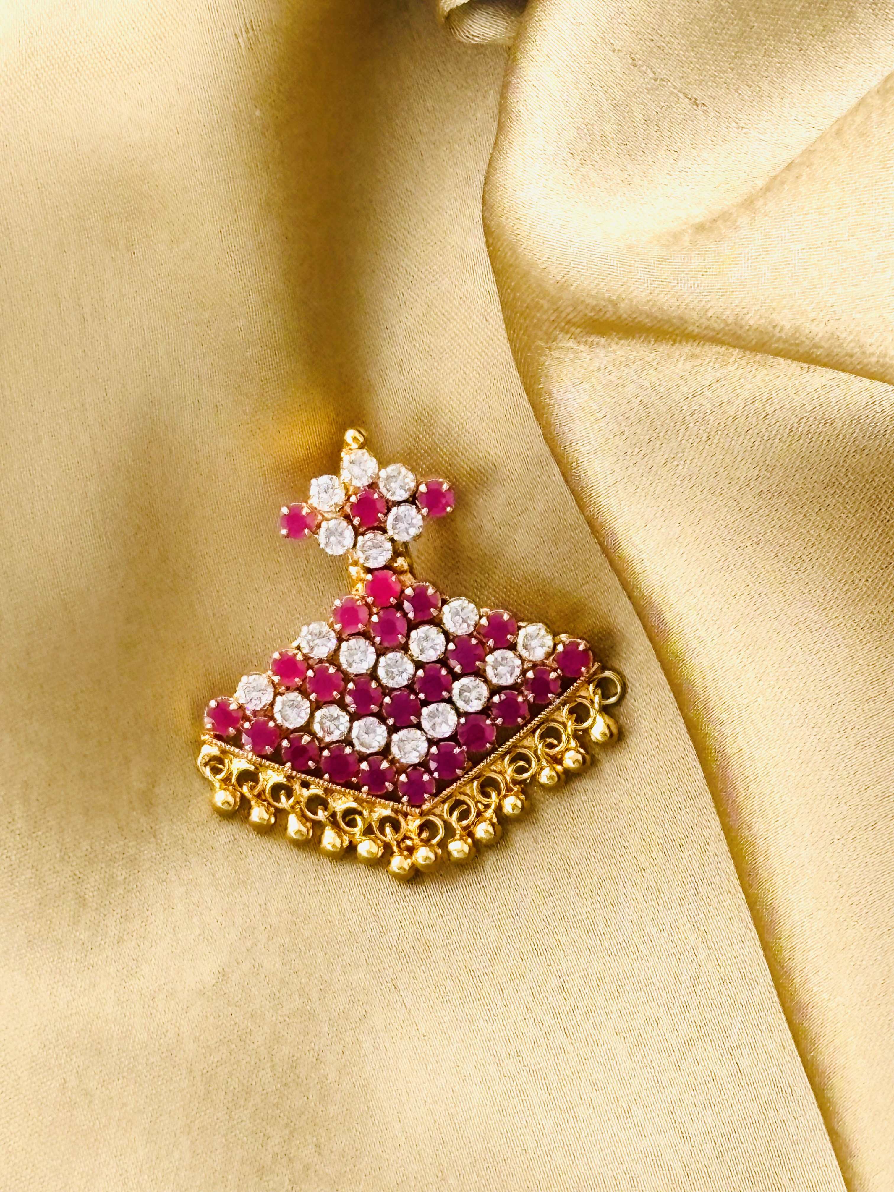 Ruby and White Stone Gold Plated Pendant