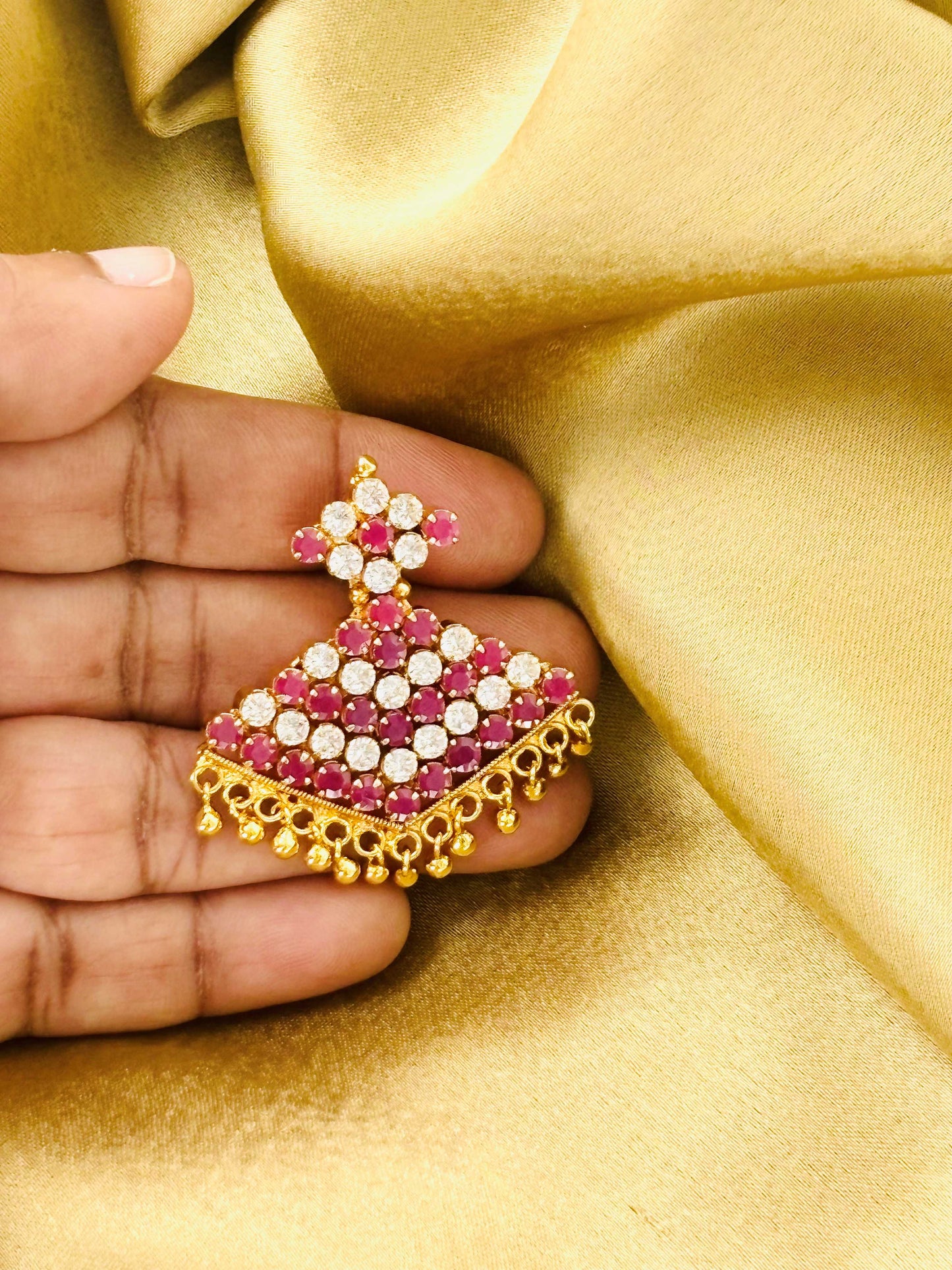 Ruby and White Stone Gold Plated Pendant