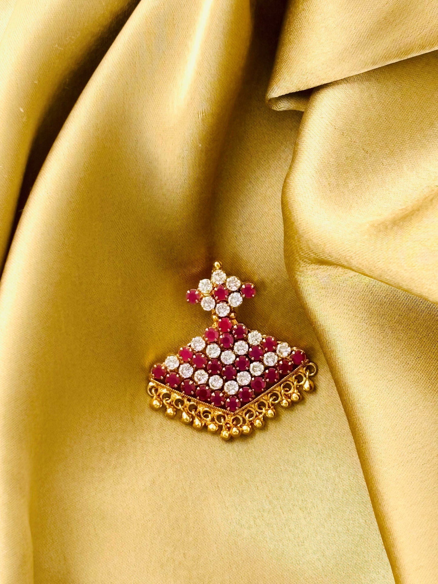 Ruby and White Stone Gold Plated Pendant