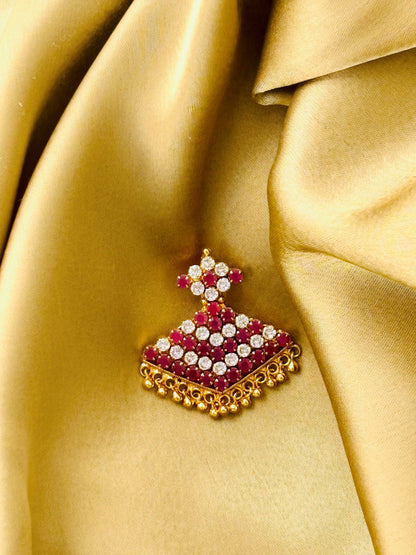 Ruby and White Stone Gold Plated Pendant