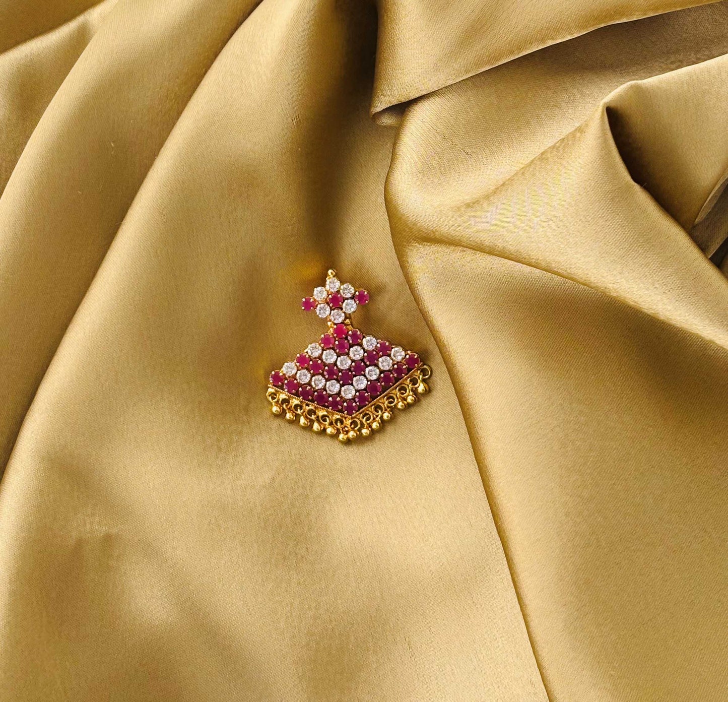 Ruby and White Stone Gold Plated Pendant