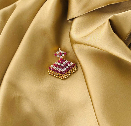 Ruby and White Stone Gold Plated Pendant