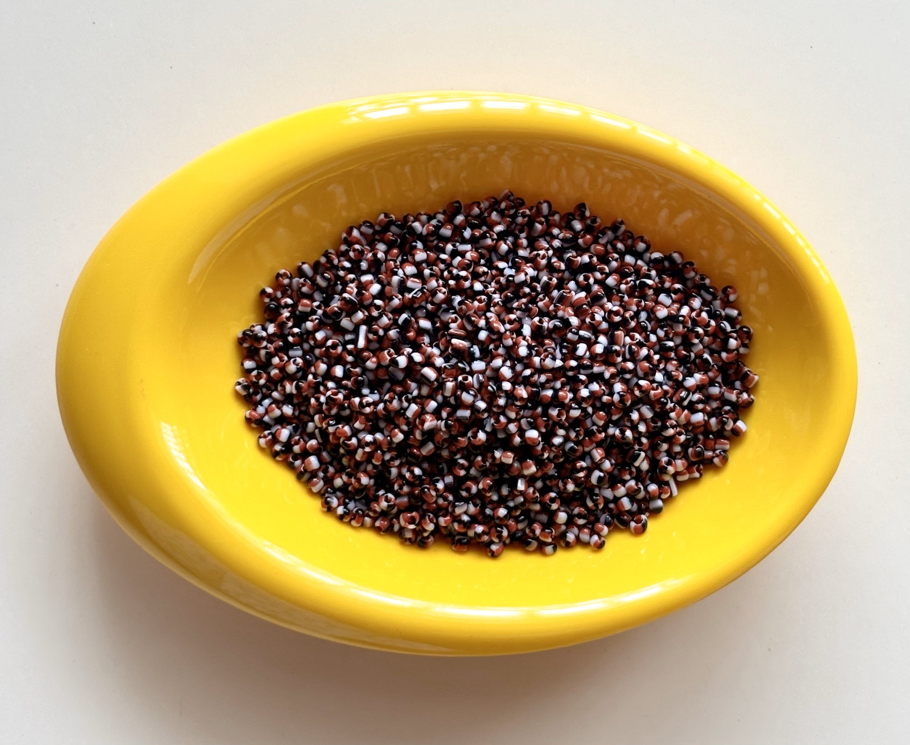 Red White and Black Three Tone Seed Beads